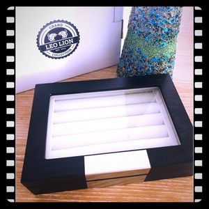 BNIB!! Wooden Jewelry Box W Glass Window